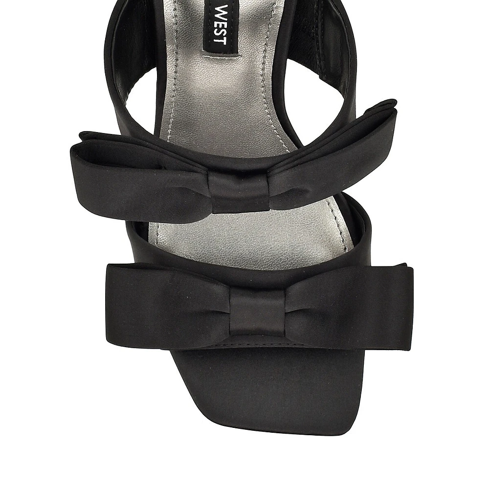 Yoloh2 Satin Bow Heeled Slide Sandals