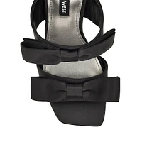 Yoloh2 Satin Bow Heeled Slide Sandals