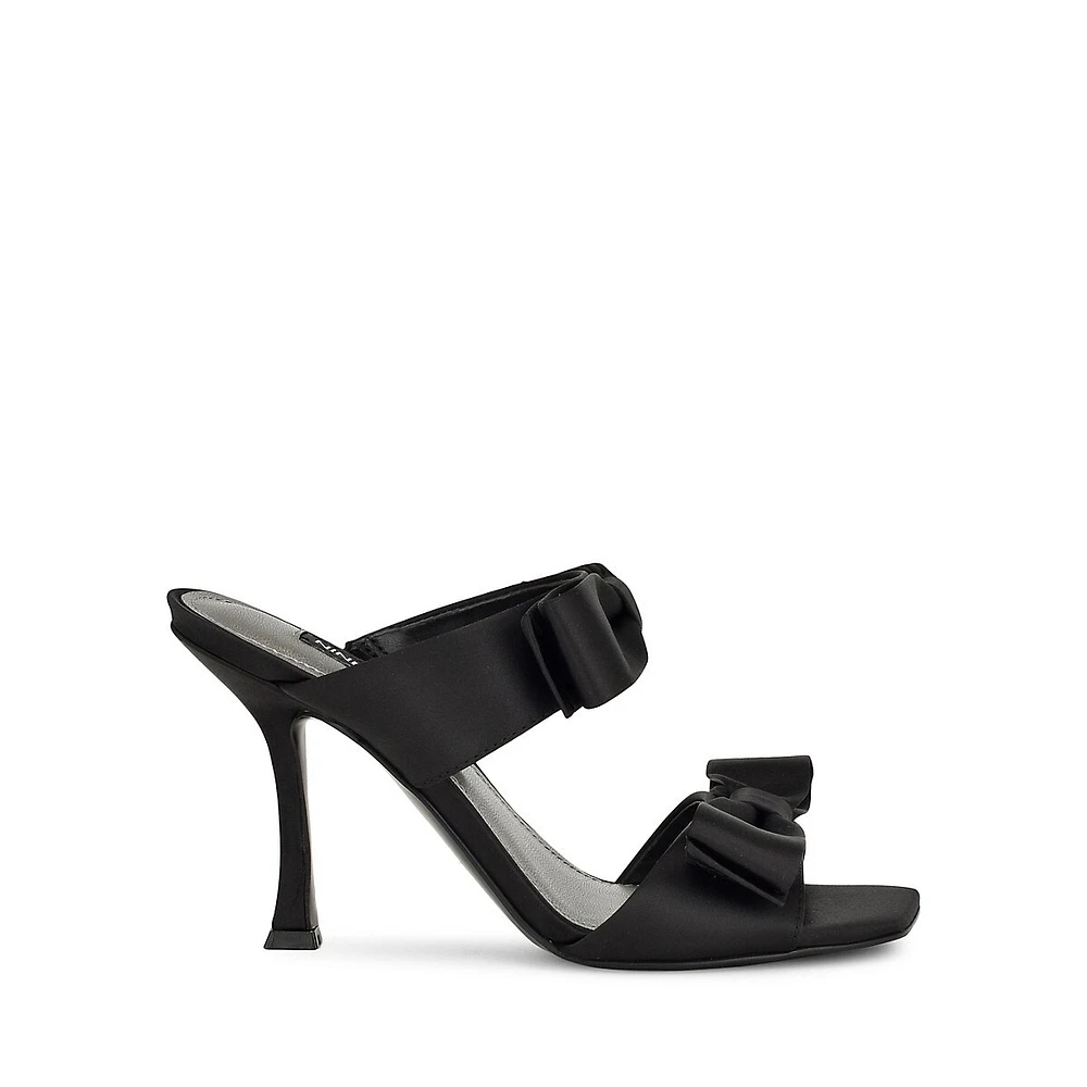 Yoloh2 Satin Bow Heeled Slide Sandals