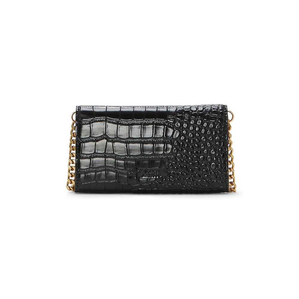 Kisho Croc-Embossed Leather Wallet-On-Chain