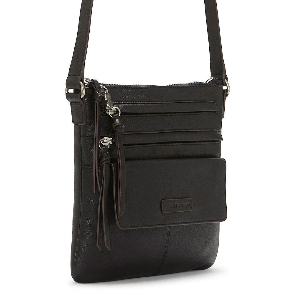 Kaur Multi-Pocket Leather Crossbody Bag