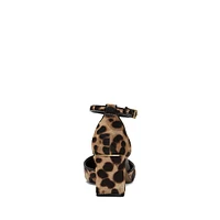 Hendriy3 Leopard-Print Calf Hair Ankle-Strap Pumps