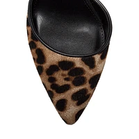 Hendriy3 Leopard-Print Calf Hair Ankle-Strap Pumps