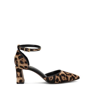 Hendriy3 Leopard-Print Calf Hair Ankle-Strap Pumps