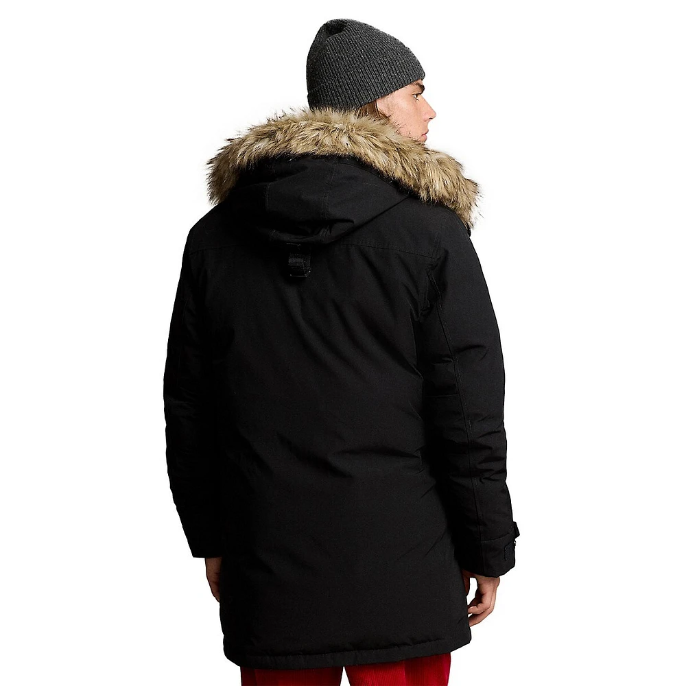 Faux-Fur-Trim Down Hooded Coat