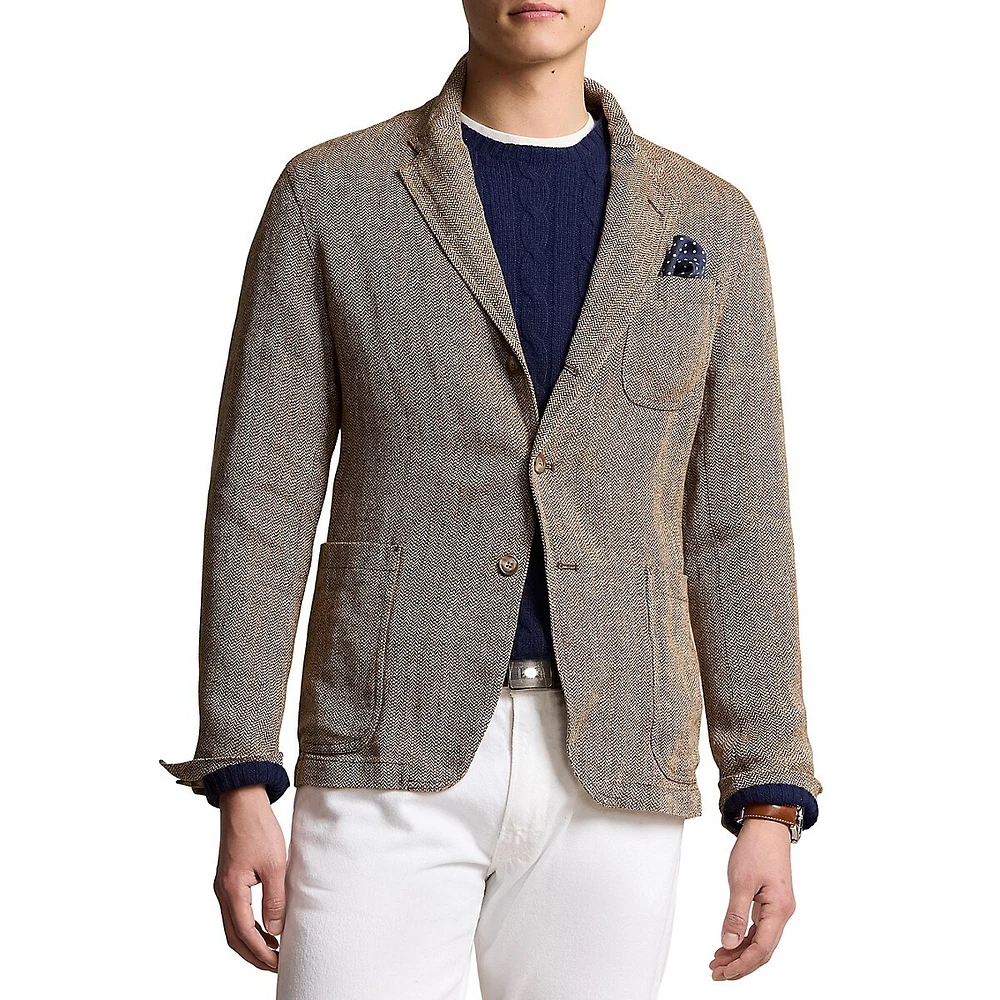 Modern-Fit Linen Herringbone Sportcoat