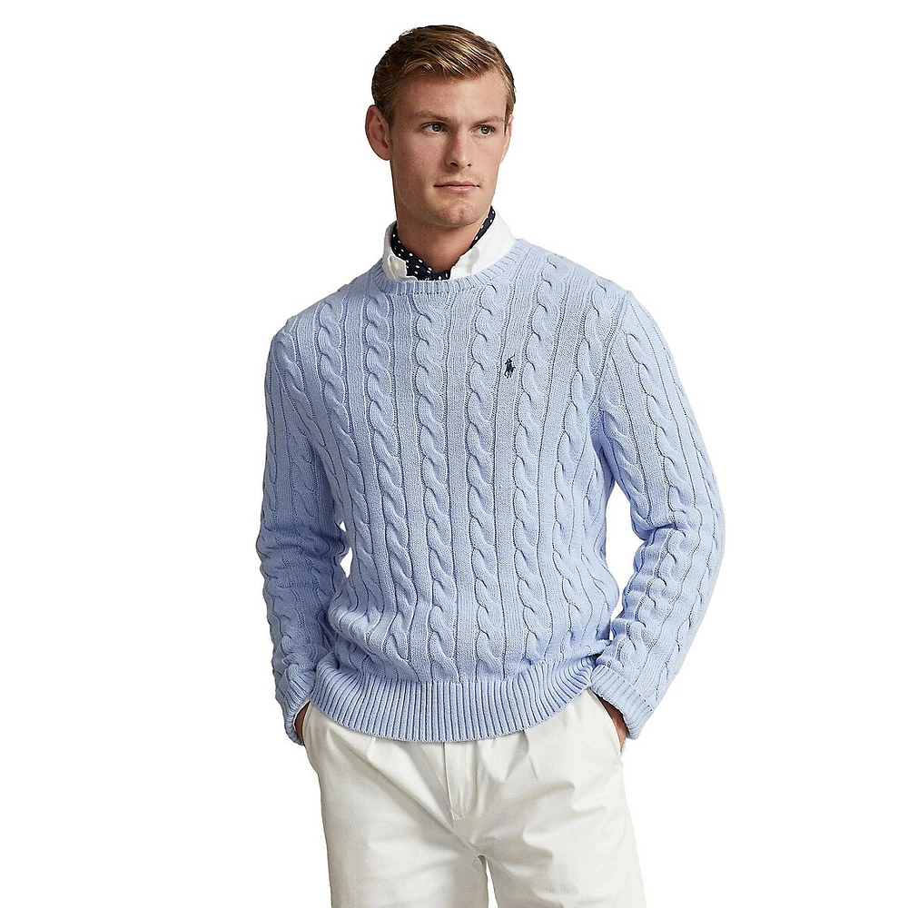 Regular-Fit Cable-Knit Cotton Sweater