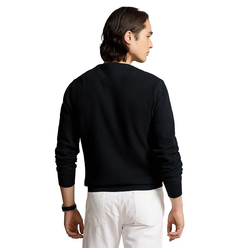 Textured Cotton Crewneck Sweater