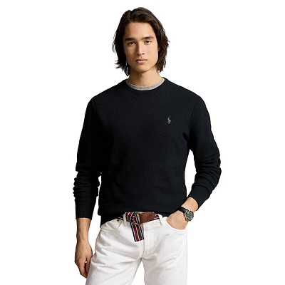 Textured Cotton Crewneck Sweater