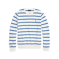 Striped Mesh-Knit Cotton Sweater