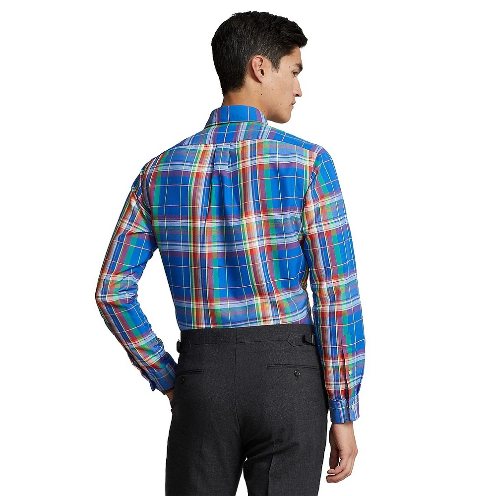 Classic-Fit Plaid Performance Oxford Shirt