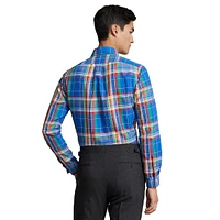 Classic-Fit Plaid Performance Oxford Shirt