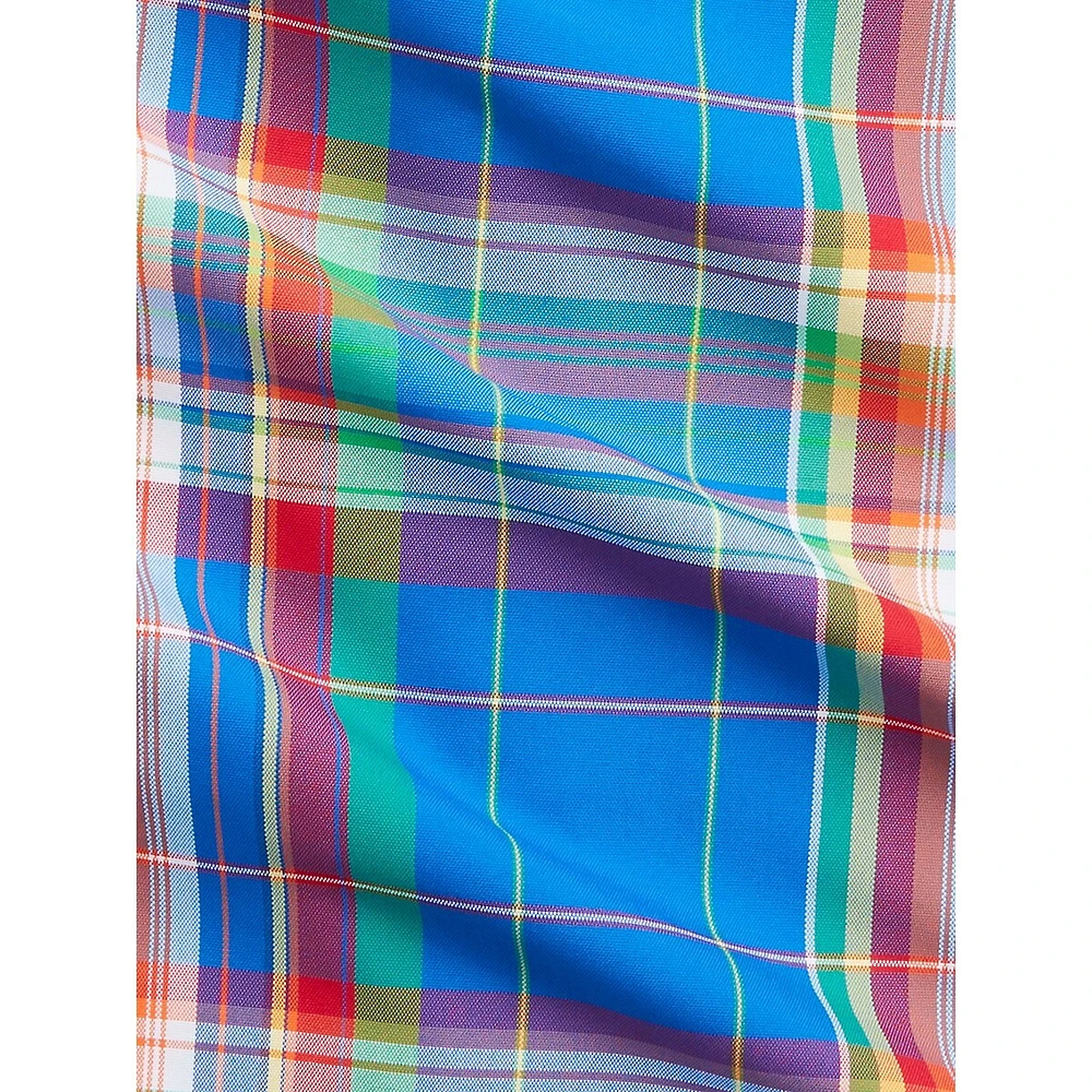 Classic-Fit Plaid Performance Oxford Shirt