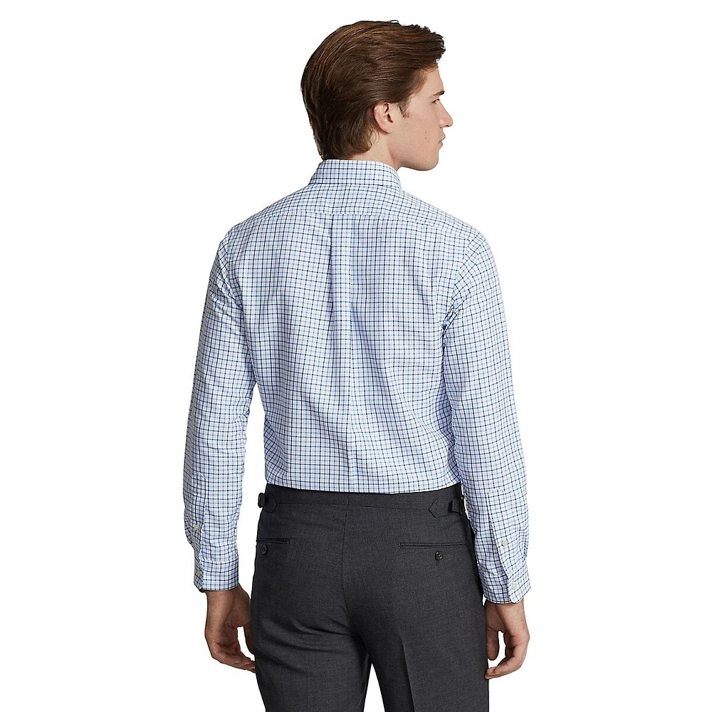 Classic-Fit Plaid Performance Oxford Shirt