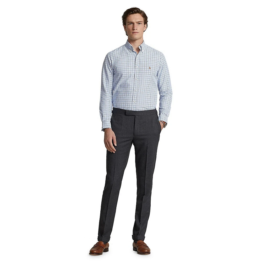 Classic-Fit Plaid Performance Oxford Shirt