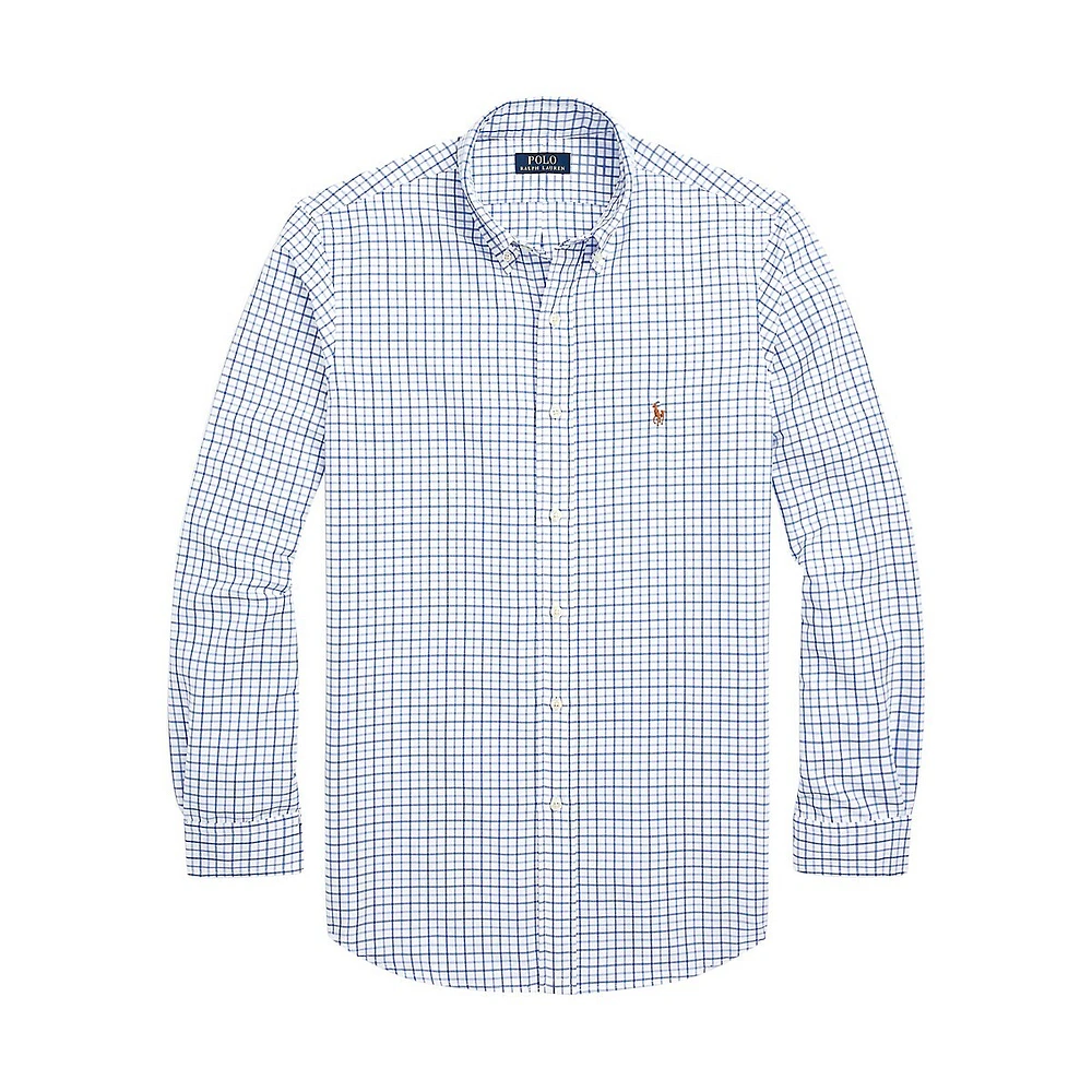 Classic-Fit Plaid Performance Oxford Shirt