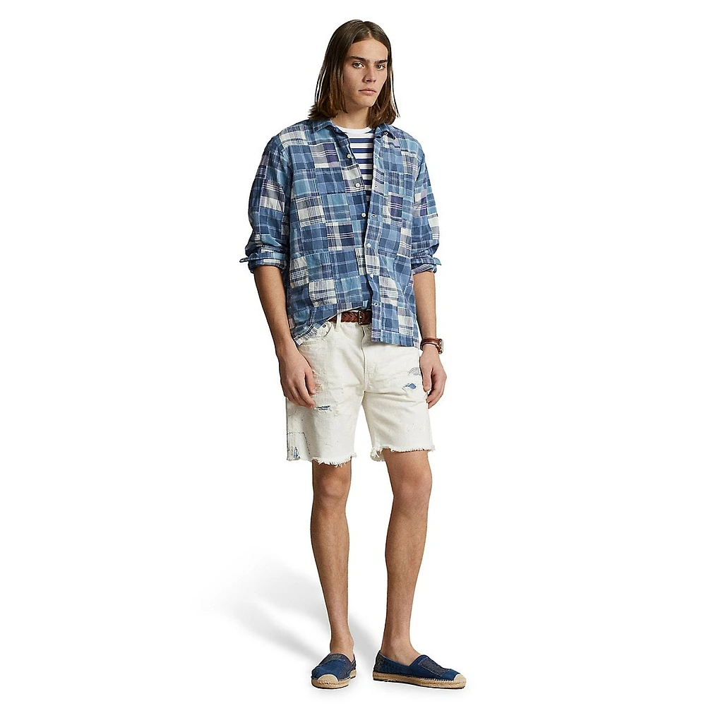 Classic Fit Patchwork Madras Camp Shirt