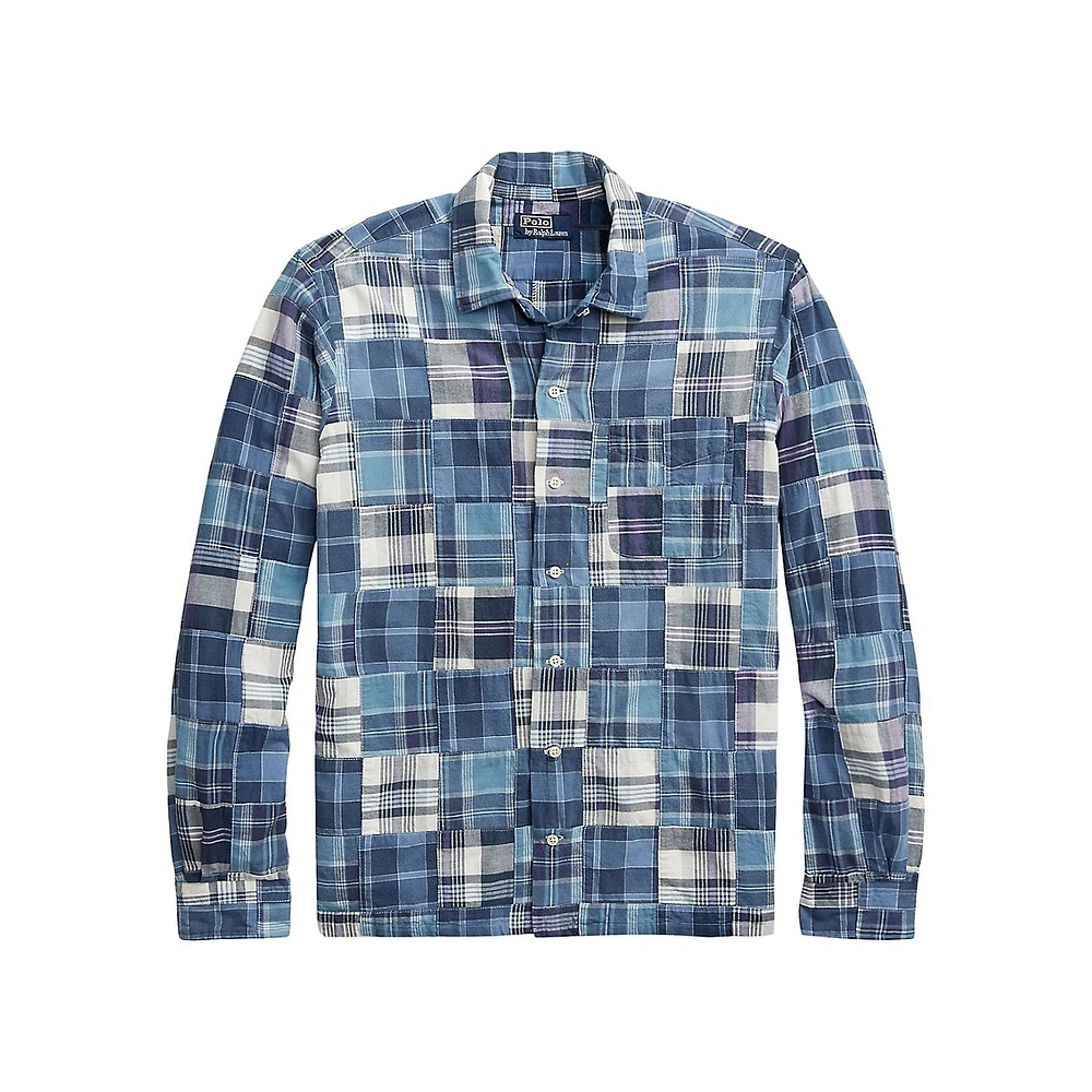 Classic Fit Patchwork Madras Camp Shirt