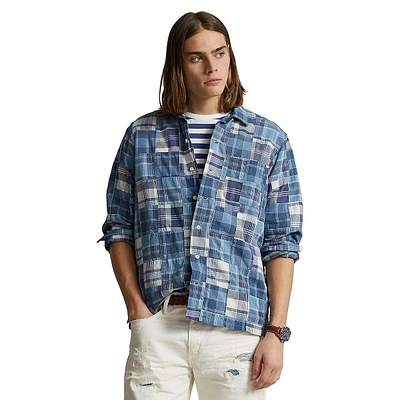 Classic Fit Patchwork Madras Camp Shirt