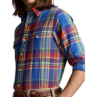 Flap-Pocket Plaid Shirt