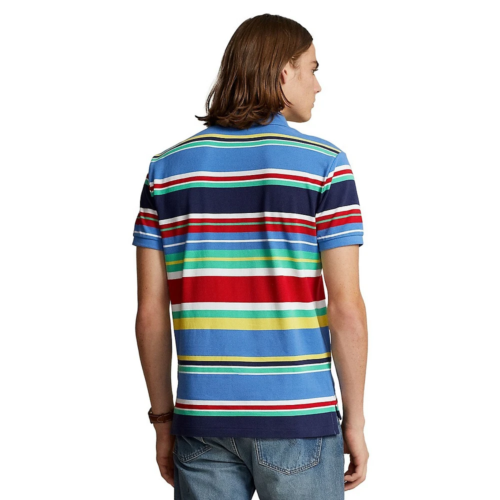 Classic-Fit Striped Mesh Polo Shirt