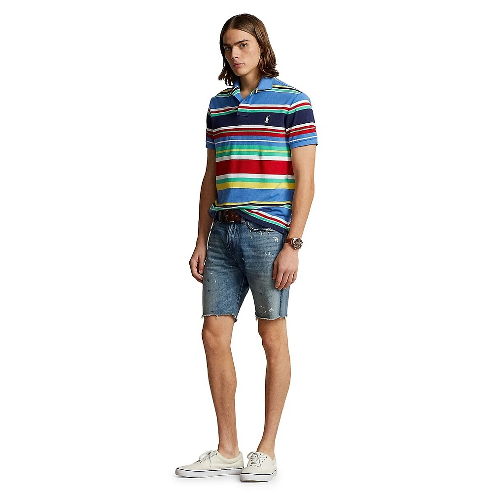 Classic-Fit Striped Mesh Polo Shirt