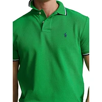 Classic Fit Striped Mesh Polo Shirt