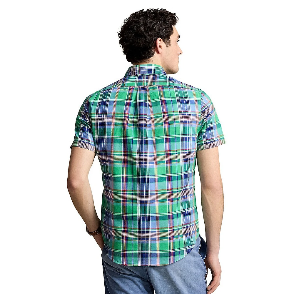 Classic-Fit Plaid Oxford Short-Sleeve Shirt