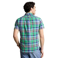 Classic-Fit Plaid Short-Sleeve Oxford Shirt