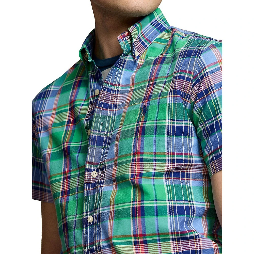 Classic-Fit Plaid Oxford Short-Sleeve Shirt