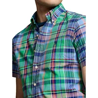 Classic-Fit Plaid Oxford Short-Sleeve Shirt