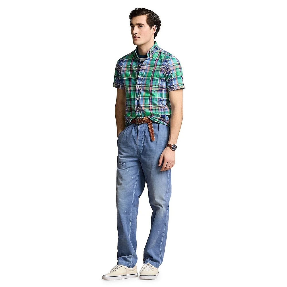 Classic-Fit Plaid Oxford Short-Sleeve Shirt