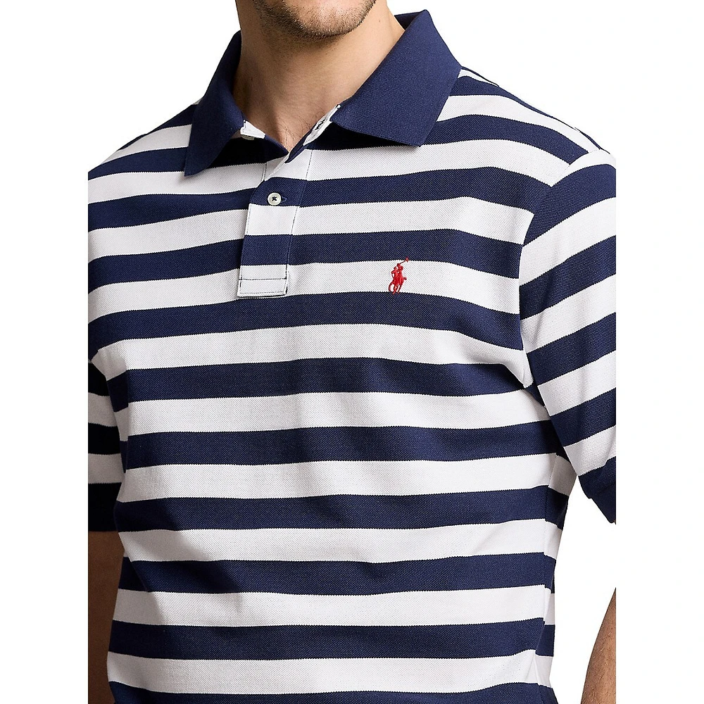 Big & Tall Striped Mesh Polo Shirt