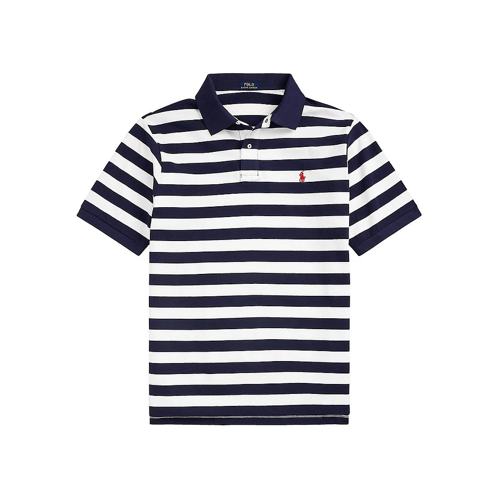 Big & Tall Striped Mesh Polo Shirt