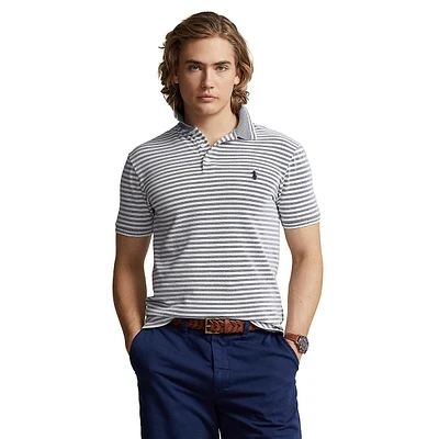 Custom Slim-Fit Striped Stretch Mesh Polo Shirt