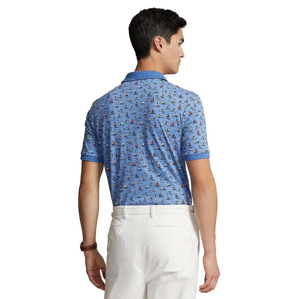 Classic-Fit Sailboat & Anchor-Print Polo Shirt