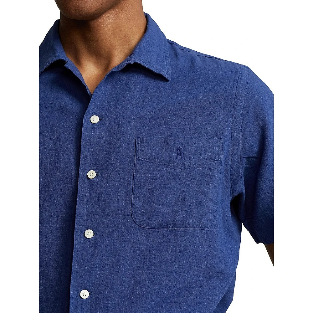 Classic-Fit Linen-Cotton Camp Shirt