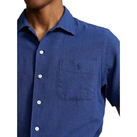 Classic-Fit Linen-Cotton Camp Shirt
