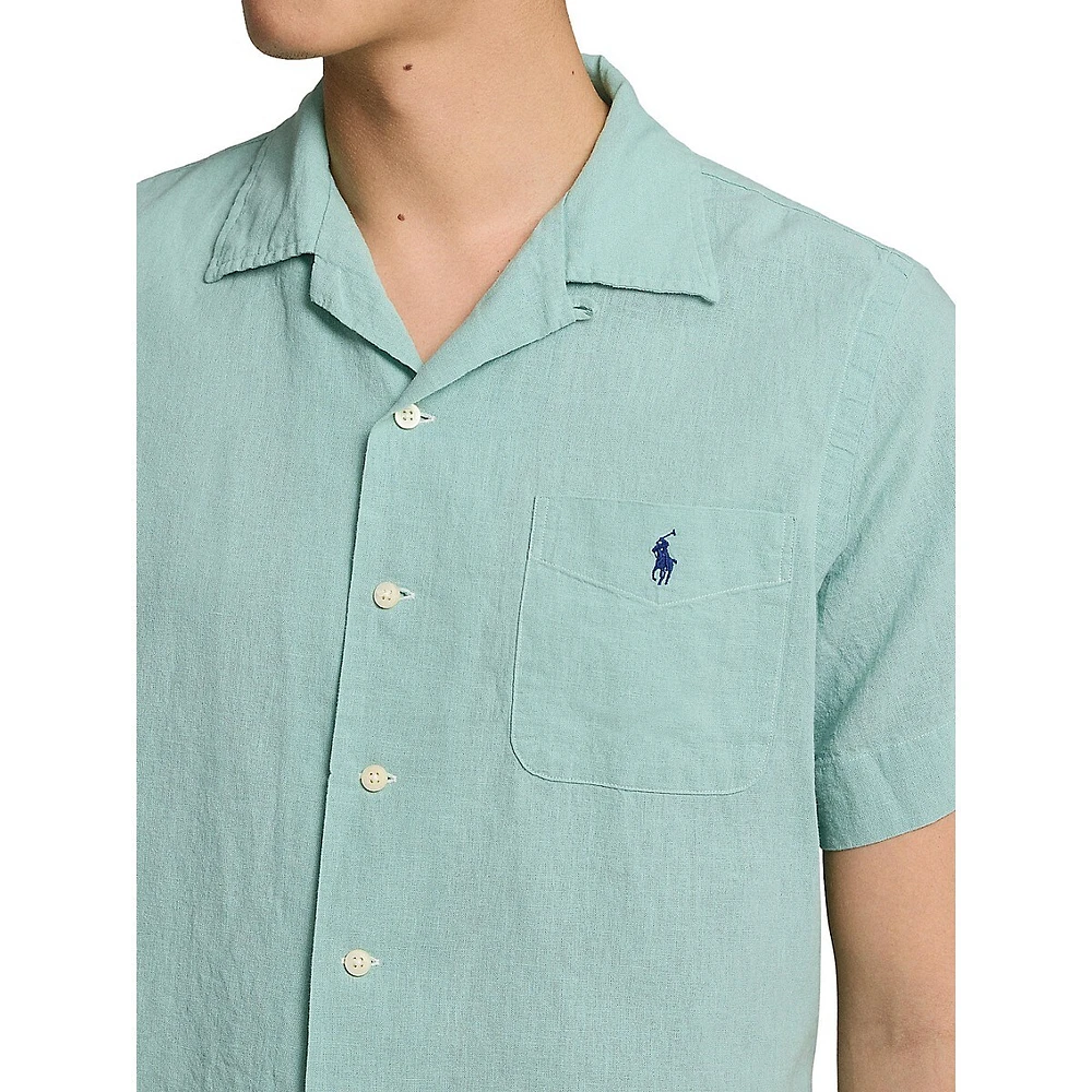 Classic-Fit Linen-Cotton Camp Shirt