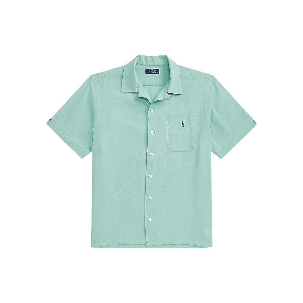 Classic-Fit Linen-Cotton Camp Shirt