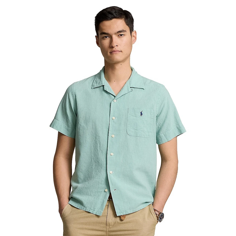 Classic-Fit Linen-Cotton Camp Shirt