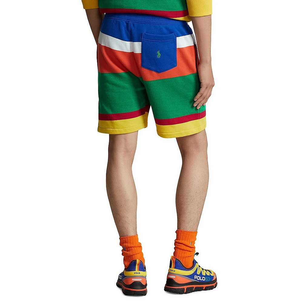 6-Inch Logo Striped Fleece Shorts