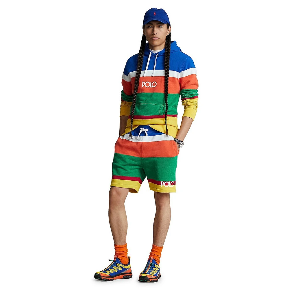 6-Inch Logo Striped Fleece Shorts