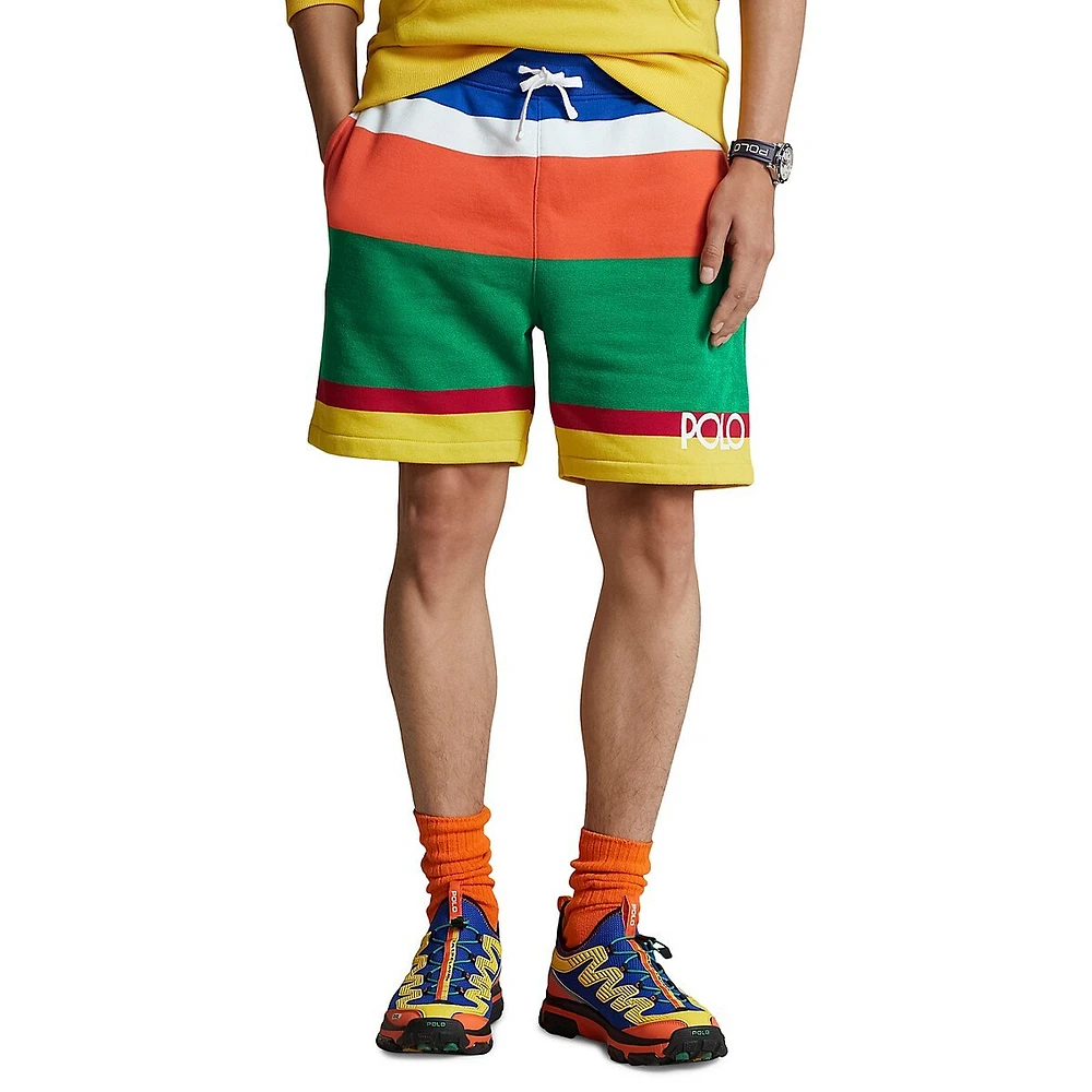 6-Inch Logo Striped Fleece Shorts