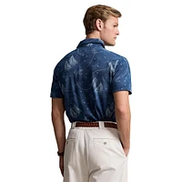 Custom-Slim Fit Printed Mesh Polo Shirt