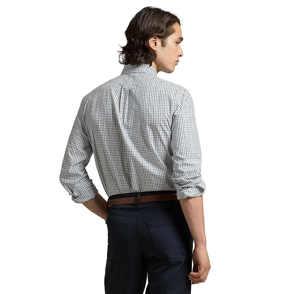 Classic-Fit Plaid Stretch Poplin Shirt