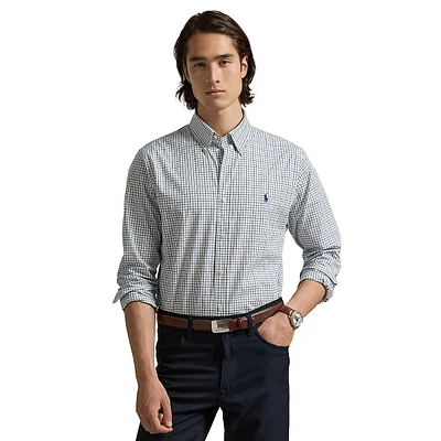 Classic-Fit Plaid Stretch Poplin Shirt