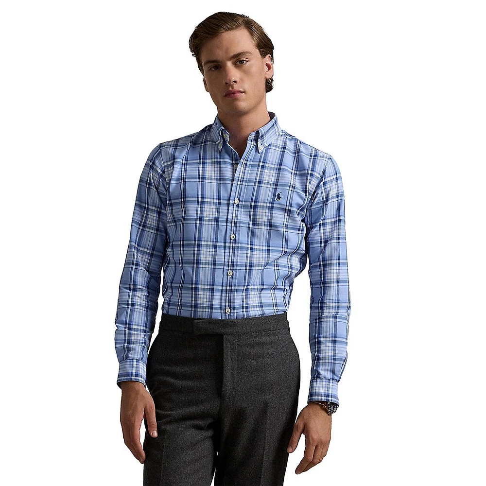 Classic-Fit Plaid Oxford Shirt