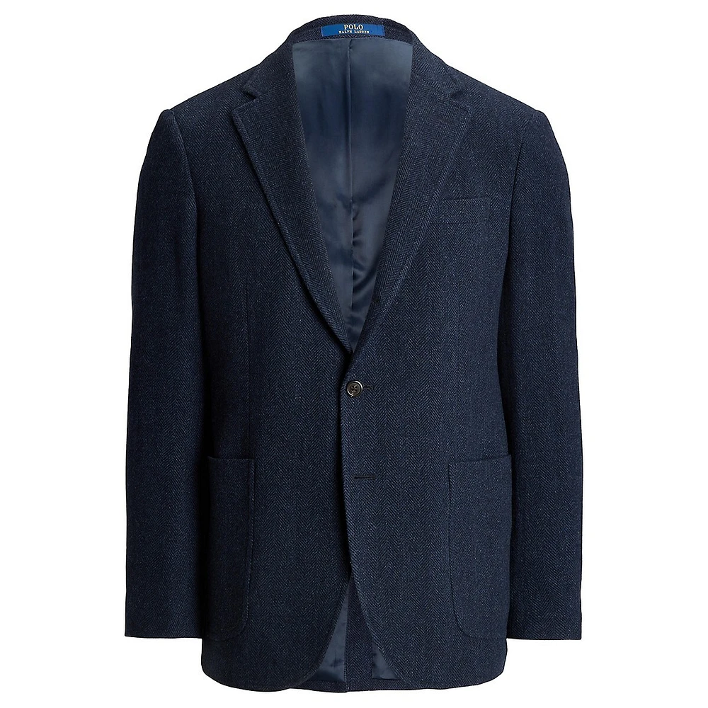 Modern-Fit Wool-Blend Herringbone Knit Blazer