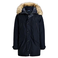 Faux-Fur-Trim Down Hooded Coat